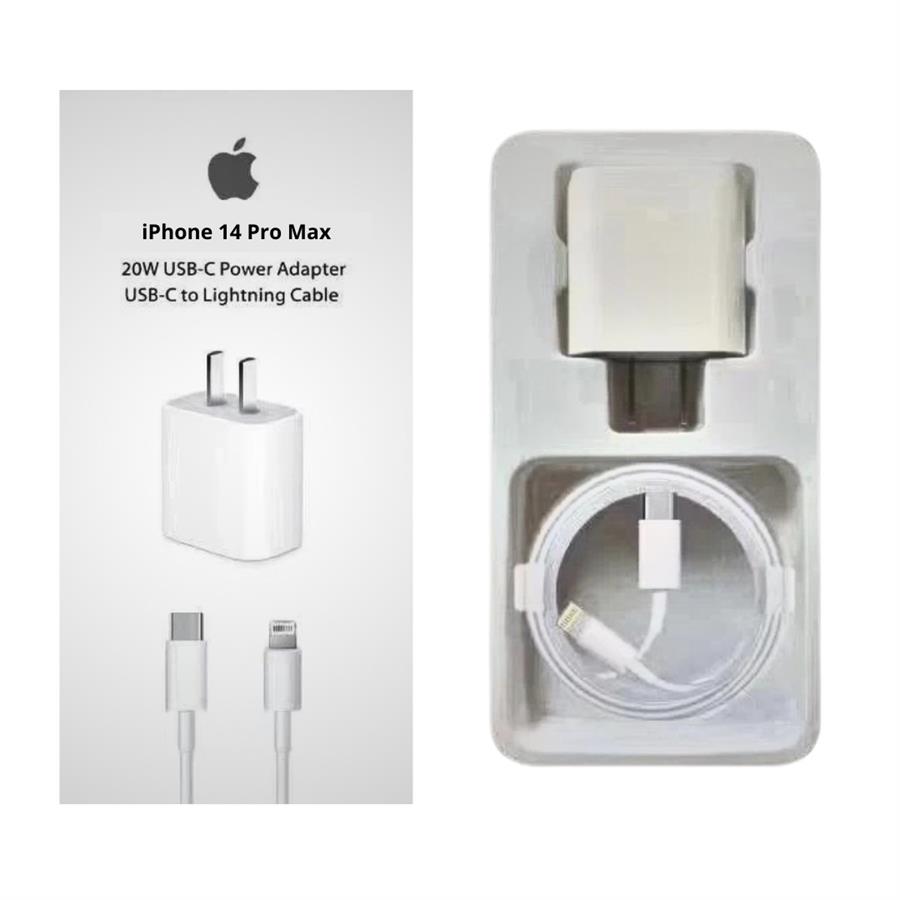 Cargador para iphone 20W con conector USB-C + Cable USB tipo C a Lightning Apple Calidad AAA
