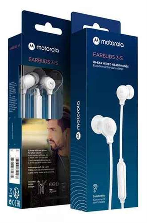 Auriculares Earbuds Motorola 3s Ergonómico Blanco