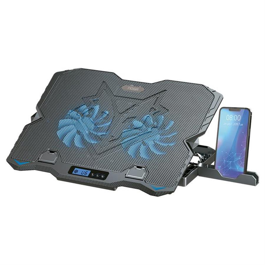 Base para Notebook con Coolers LCD + Soporte celular Noga NG-ZA15