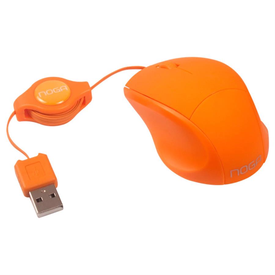 Mouse mini retráctil cableado Noga NG-418 USB Naranja