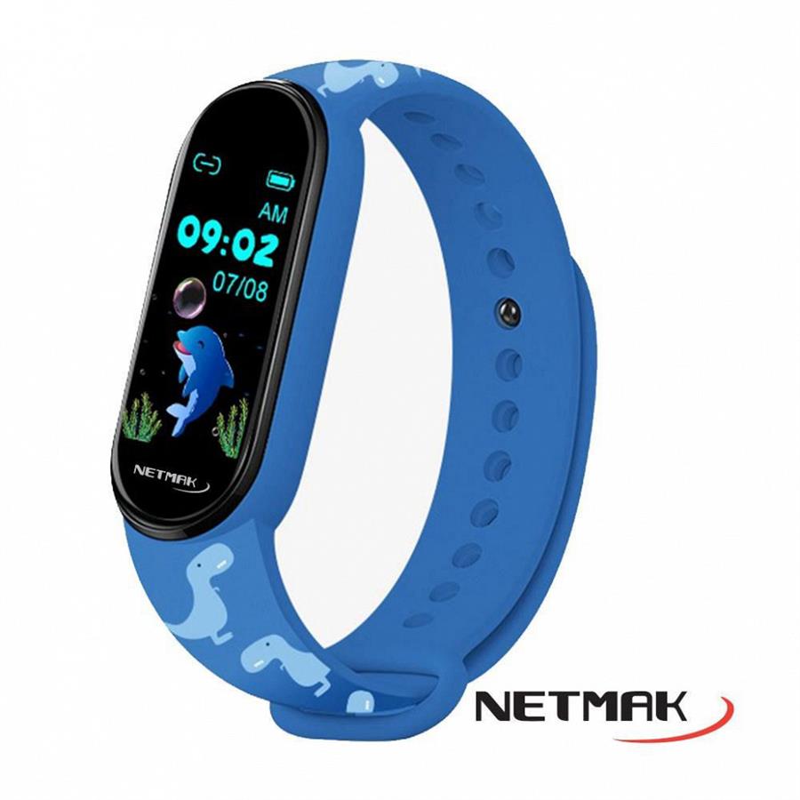 Reloj Smartband Kids Netmak Bluetooth Azul